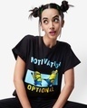 Shop Women's Black Motivation Optional Typography Boyfriend Fit T-shirt-Front