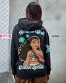 Shop Women's Black Ocean Child Graphic Printed Oversized Hoodies-Full