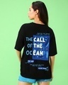 Shop Women's Black Ocean Child Graphic Printed Oversized T-shirt-Design