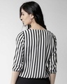 Shop Women's Black & Off White Striped Wrap Top-Design