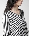 Shop Women's Black & Off White Striped Wrap Top