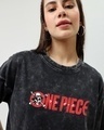 Shop Women's Black One Piece Logo Graphic Printed Oversized Acid Wash T-shirt