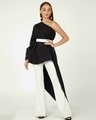 Shop Women's Black One Shoulder Relaxed Fit Top with Belt-Full