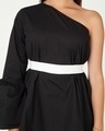 Shop Women's Black One Shoulder Relaxed Fit Top with Belt