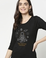 Shop Women's Black One With The Universe Graphic Printed Slim Fit T-shirt-Front