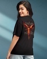 Shop Women's Black Order Of the Phoenix Graphic Printed Oversized T-shirt-Front