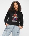 Shop Women's Black Original Gangster Graphic Printed Oversized Sweatshirt-Front