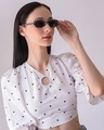 Shop Women's Black Oval UV Protected Lens Sunglasses-Front