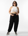 Shop Women's Black Oversized Plus Size Cargo Joggers-Full