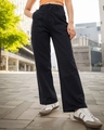 Shop Women's Black Oversized Cargo Carpenter Pants-Front