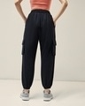 Shop Women's Black Oversized Cargo Joggers-Full