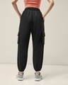 Shop Women's Black Oversized Cargo Joggers-Full