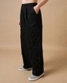 Shop Women's Black Oversized Cargo Parachute Pants-Design