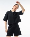 Shop Women's Black Oversized Co-ordinates-Front