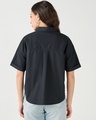Shop Women's Black Oversized Crop Cotton Linen Shirt-Design