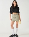 Shop Women's Black Oversized Crop Shirt-Full