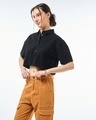 Shop Women's Black Oversized Crop Shirt-Design