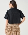 Shop Women's Black Oversized Cropped Shirt-Design