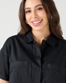 Shop Women's Black Oversized Cropped Shirt