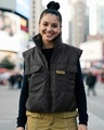 Shop Women's Black Oversized Gilet Jacket-Front