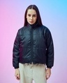 Shop Women's Black & Blue Reversible Oversized Jacket-Front
