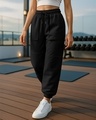 Shop Women's Black Oversized Joggers-Front