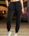 Shop Women's Black Oversized Joggers-Front