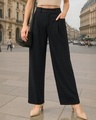Shop Women's Black Oversized Korean Pants-Front