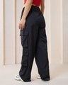 Shop Women's Black Oversized Cargo Parachute Pants-Design