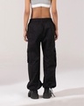 Shop Women's Black Oversized Parachute Pants-Design