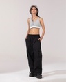 Shop Women's Black Oversized Parachute Pants-Full