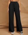 Shop Women's Black Oversized Pleated Wide Leg Korean Pants-Front