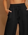 Shop Women's Black Oversized Pleated Wide Leg Korean Pants