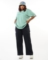 Shop Women's Black Oversized Plus Size Cargo Carpenter Pants-Full