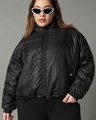 Shop Women's Black Oversized Plus Size Jacket-Front