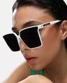 Shop Women's Black Oversized Polarised Lens Sunglasses-Front