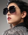 Shop Women's Black Oversized Polarised Lens Sunglasses-Front