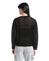 Shop Women's Black Oversized Crochet Sweater-Full