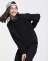 Shop Women's Black Oversized Sweatshirt-Front