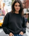 Shop Women's Black Oversized Sweatshirt-Front