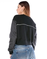 Shop Women's Black & Grey Typography Oversized Crop Sweatshirt-Full