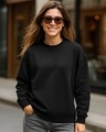 Shop Women's Black Oversized Sweatshirt-Front