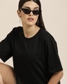 Shop Women's Black Oversized T-shirt-Full