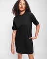 Shop Women's Black Oversized T-Shirt Dress-Front