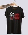 Shop Women's Black Panda Adulting is Hard Typography Cotton T-shirt-Full