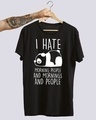 Shop Women's Black Panda Hate Morning People Typography Cotton T-shirt-Full