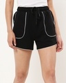 Shop Women's Black Patch Pocket Shorts-Front