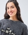 Shop Women's Black Peanuts Records Graphic Printed Oversized Acid Wash T-shirt