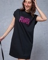 Shop Women's Black People Typography Oversized T-Shirt Dress-Front