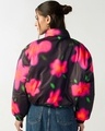 Shop Women's Black & Pink All Over Printed Oversized Reversible Puffer Jacket-Full